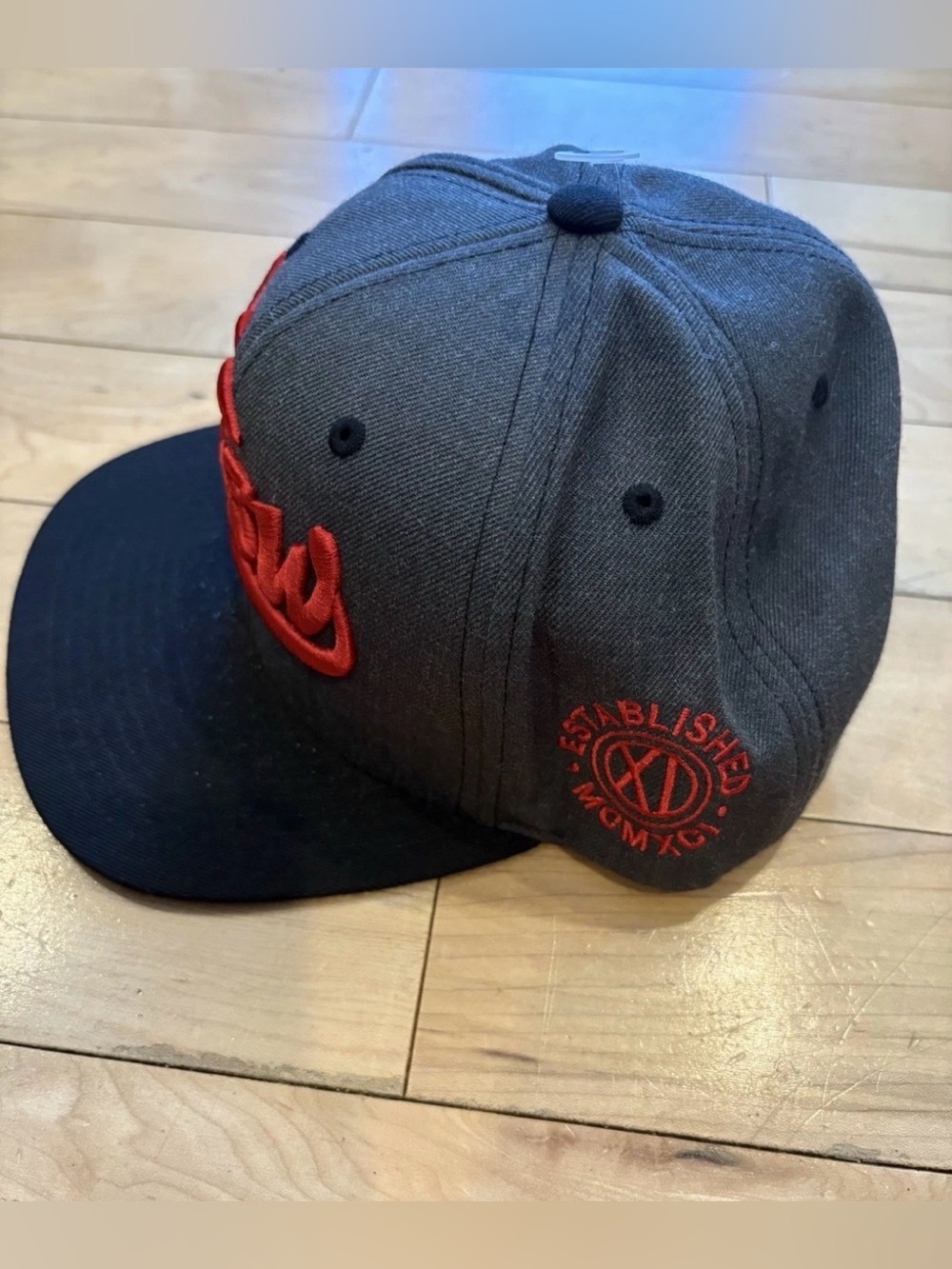 KR3W Kids Charcoal & Black Snapback with Red Embroidered Logo - Picture 2 of 9